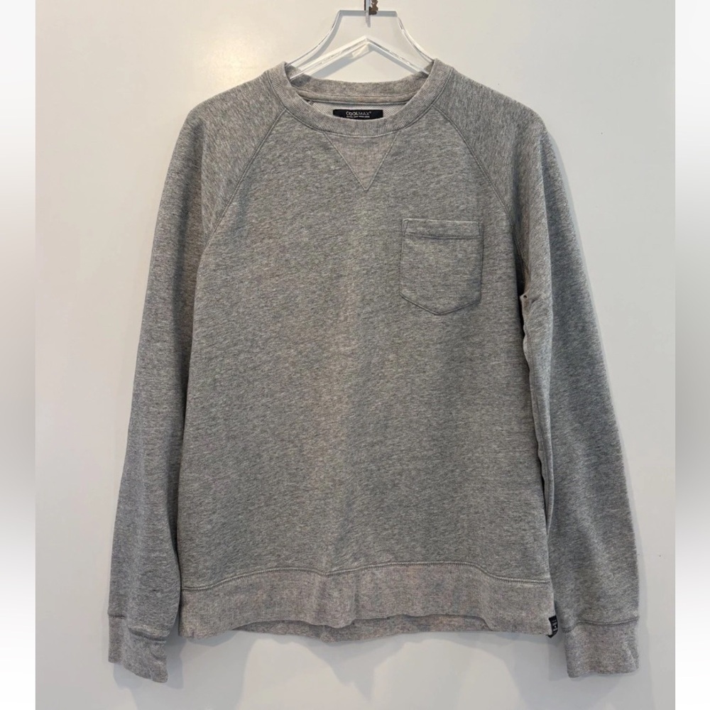 Lucky Brand Mens Coolmax Raglan Pocket Sweatshirt Heather Gray Large